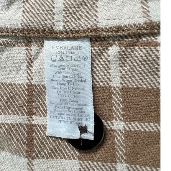EVERLANE The Oversized Shirt Jacket Camel Plaid 100% Cotton Size XS - Picture 8 of 8